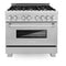 ZLINE KITCHEN AND BATH RASSNGR36 ZLINE 36 in. 4.6 cu. ft. Electric Oven and Gas Cooktop Dual Fuel Range with Griddle in Fingerprint Resistant Stainless (RAS-SN-GR-36)