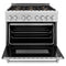 ZLINE KITCHEN AND BATH RASSNBRGR36 ZLINE 36 in. Professional Dual Fuel Range in DuraSnow Stainless Steel with Brass Burners and Reversible Griddle (RAS-SN-BR-GR-36)