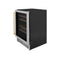 ZLINE KITCHEN AND BATH RWVZUD24CB ZLINE 24" Autograph Edition Dual Zone 44-Bottle Wine Cooler in Stainless Steel with Wood Shelf and Champagne Bronze Accents (RWVZ-UD-24-CB)
