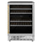 ZLINE KITCHEN AND BATH RWVZUD24CB ZLINE 24" Autograph Edition Dual Zone 44-Bottle Wine Cooler in Stainless Steel with Wood Shelf and Champagne Bronze Accents (RWVZ-UD-24-CB)