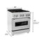 ZLINE KITCHEN AND BATH RASSNBRGR30 ZLINE 30 in. 4.0 cu. ft. Electric Oven and Gas Cooktop Dual Fuel Range with Griddle and Brass Burners in Fingerprint Resistant Stainless (RAS-SN-BR-GR-30)