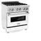 ZLINE KITCHEN AND BATH RASWMGR30 ZLINE 30" 4.0 cu. ft. Electric Oven and Gas Cooktop Dual Fuel Range with Griddle and White Matte Door in Fingerprint Resistant Stainless (RAS-WM-GR-30)