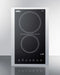 SUMMIT CR2B23T3BTK15 230v 2-burner Cooktop In Black Ceramic Schott Glass With Digital Touch Controls and Stainless Steel Frame To Allow Installation In 15 Wide Counter Cutouts, 3000w