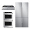 Dacor 3 Piece Kitchen Appliances Package with DRF427500AP 42" French Door Refrigerator, RAT42AHAASR Door Panel, HWO230FS 30" Electric Double Wall Oven and DTT36M974LS 36" Gas Rangetop in Stainless Steel