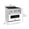 ZLINE KITCHEN AND BATH RAWMGR30 ZLINE 30 in. 4.0 cu. ft. Electric Oven and Gas Cooktop Dual Fuel Range with Griddle and White Matte Door in Stainless Steel (RA-WM-GR-30)