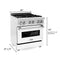 ZLINE KITCHEN AND BATH RASWMGR30 ZLINE 30" 4.0 cu. ft. Electric Oven and Gas Cooktop Dual Fuel Range with Griddle and White Matte Door in Fingerprint Resistant Stainless (RAS-WM-GR-30)