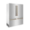 ZLINE KITCHEN AND BATH RBIVZ30460CB ZLINE 60" Autograph Edition 32.2 cu. ft. Built-in 4-Door French Door Refrigerator with Internal Water and Ice Dispenser in Stainless Steel with Champagne Bronze Accents (RBIVZ-304-60-CB)