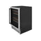 ZLINE KITCHEN AND BATH RWVZUD24MB ZLINE 24" Autograph Edition Dual Zone 44-Bottle Wine Cooler in Stainless Steel with Wood Shelf and Matte Black Accents (RWVZ-UD-24-MB)
