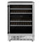 ZLINE KITCHEN AND BATH RWVZUD24MB ZLINE 24" Autograph Edition Dual Zone 44-Bottle Wine Cooler in Stainless Steel with Wood Shelf and Matte Black Accents (RWVZ-UD-24-MB)
