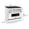 ZLINE KITCHEN AND BATH RASWMGR36 ZLINE 36" 4.6 cu. ft. Electric Oven and Gas Cooktop Dual Fuel Range with Griddle and White Matte Door in Fingerprint Resistant Stainless (RAS-WM-GR-36)